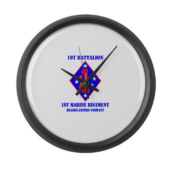 HQC1MR - M01 - 03 - HQ Coy - 1st Marine Regiment with Text - Large Wall Clock - Click Image to Close
